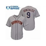 Men Majestic Houston Astros #9 Marwin Gonzalez Replica Grey Road Cool Base MLB Jersey