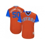 Men's 2017 Little League World Series Astros #50 Charlie Morton Ground Chuck Orange Jersey