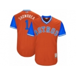 Men's 2017 Little League World Series Astros Carlos Correa #1 Showrrea Orange Jersey