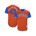 Men's 2017 Little League World Series Astros Chris Devenski #47 Devo the Dragon Orange Jersey