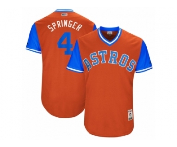 Men's 2017 Little League World Series Astros George Springer #4 Springer Orange Jersey