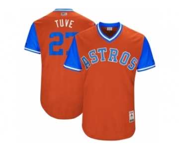 Men's 2017 Little League World Series Astros Jose Altuve #27 Tuve Orange Jersey