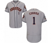 Men's Houston Astros #1 Carlos Correa Grey Road Flex Base Authentic Collection 2019 World Series Bound Baseball Jersey