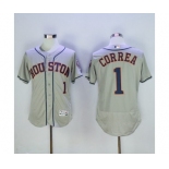 Men's Houston Astros #1 Carlos Correa Majestic Gray Flexbase Authentic Collection Player Jersey