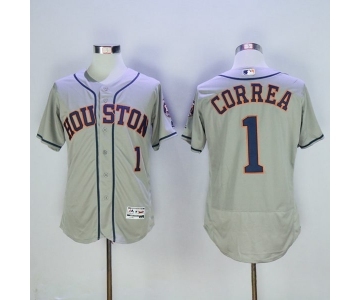 Men's Houston Astros #1 Carlos Correa Majestic Gray Flexbase Authentic Collection Player Jersey