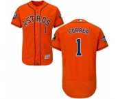 Men's Houston Astros #1 Carlos Correa Orange Alternate Flex Base Authentic Collection 2019 World Series Bound Baseball Jersey