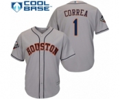 Men's Houston Astros #1 Carlos Correa Replica Grey Road Cool Base 2019 World Series Bound Baseball Jersey