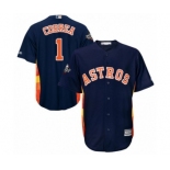 Men's Houston Astros #1 Carlos Correa Replica Navy Blue Alternate Cool Base 2019 World Series Bound Baseball Jersey