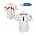 Men's Houston Astros #1 Carlos Correa Replica White Home Cool Base 2019 World Series Bound Baseball Jersey