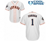 Men's Houston Astros #1 Carlos Correa Replica White Home Cool Base 2019 World Series Bound Baseball Jersey