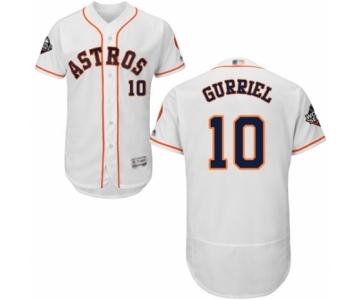 Men's Houston Astros #10 Yuli Gurriel White Home Flex Base Authentic Collection 2019 World Series Bound Baseball Jersey