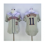 Men's Houston Astros #11 Evan Gattis Majestic Grey Flexbase Authentic Collection Player Jersey