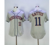 Men's Houston Astros #11 Evan Gattis Majestic Grey Flexbase Authentic Collection Player Jersey