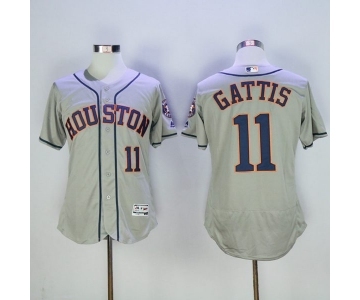 Men's Houston Astros #11 Evan Gattis Majestic Grey Flexbase Authentic Collection Player Jersey