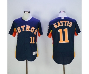 Men's Houston Astros #11 Evan Gattis Majestic Navy Blue Flexbase Authentic Collection Player Jersey