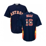 Men's Houston Astros #16 Aledmys Diaz Authentic Navy Blue Team Logo Fashion Cool Base Baseball Jersey