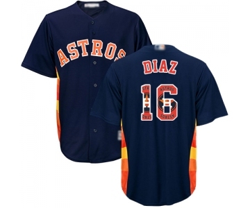 Men's Houston Astros #16 Aledmys Diaz Authentic Navy Blue Team Logo Fashion Cool Base Baseball Jersey