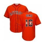 Men's Houston Astros #16 Aledmys Diaz Authentic Orange Team Logo Fashion Cool Base Baseball Jersey