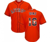 Men's Houston Astros #16 Aledmys Diaz Authentic Orange Team Logo Fashion Cool Base Baseball Jersey