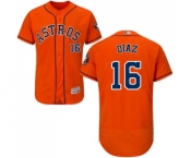 Men's Houston Astros #16 Aledmys Diaz Orange Alternate Flex Base Authentic Collection Baseball Jersey