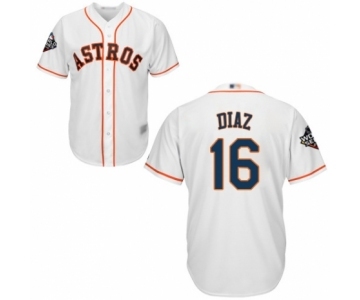 Men's Houston Astros #16 Aledmys Diaz Replica White Home Cool Base 2019 World Series Bound Baseball Jersey