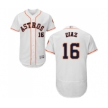 Men's Houston Astros #16 Aledmys Diaz White Home Flex Base Authentic Collection Baseball Jersey