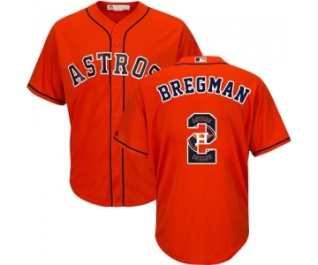 Men's Houston Astros #2 Alex Bregman Authentic Orange Team Logo Fashion Cool Base Baseball Jersey