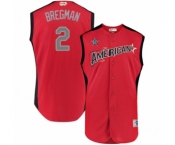 Men's Houston Astros #2 Alex Bregman Authentic Red American League 2019 Baseball All-Star Jersey