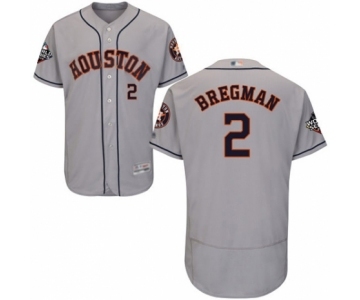 Men's Houston Astros #2 Alex Bregman Grey Road Flex Base Authentic Collection 2019 World Series Bound Baseball Jersey