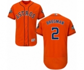 Men's Houston Astros #2 Alex Bregman Orange Alternate Flex Base Authentic Collection 2019 World Series Bound Baseball Jersey