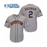 Men's Houston Astros #2 Alex Bregman Replica Grey Road Cool Base 2019 World Series Bound Baseball Jersey