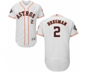 Men's Houston Astros #2 Alex Bregman White Home Flex Base Authentic Collection 2019 World Series Bound Baseball Jersey