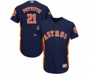 Men's Houston Astros #21 Andy Pettitte Navy Blue Alternate Flex Base Authentic Collection 2019 World Series Bound Baseball Jersey