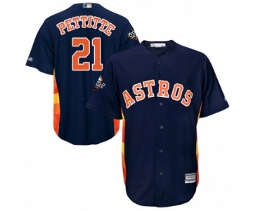 Men's Houston Astros #21 Andy Pettitte Replica Navy Blue Alternate Cool Base 2019 World Series Bound Baseball Jersey