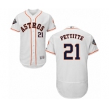 Men's Houston Astros #21 Andy Pettitte White Home Flex Base Authentic Collection 2019 World Series Bound Baseball Jersey