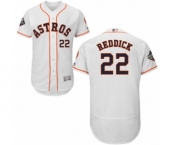 Men's Houston Astros #22 Josh Reddick White Home Flex Base Authentic Collection 2019 World Series Bound Baseball Jersey