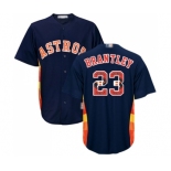 Men's Houston Astros #23 Michael Brantley Authentic Navy Blue Team Logo Fashion Cool Base Baseball Jersey