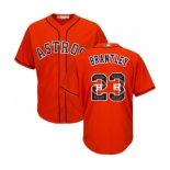 Men's Houston Astros #23 Michael Brantley Authentic Orange Team Logo Fashion Cool Base Baseball Jersey