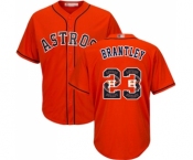 Men's Houston Astros #23 Michael Brantley Authentic Orange Team Logo Fashion Cool Base Baseball Jersey