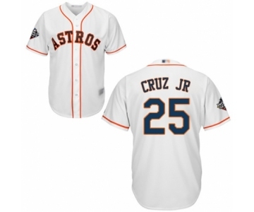 Men's Houston Astros #25 Jose Cruz Jr. Replica White Home Cool Base 2019 World Series Bound Baseball Jersey