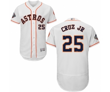 Men's Houston Astros #25 Jose Cruz Jr. White Home Flex Base Authentic Collection 2019 World Series Bound Baseball Jersey