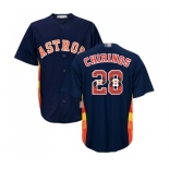 Men's Houston Astros #28 Robinson Chirinos Authentic Navy Blue Team Logo Fashion Cool Base Baseball Jersey