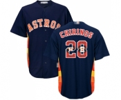 Men's Houston Astros #28 Robinson Chirinos Authentic Navy Blue Team Logo Fashion Cool Base Baseball Jersey