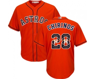 Men's Houston Astros #28 Robinson Chirinos Authentic Orange Team Logo Fashion Cool Base Baseball Jersey