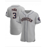 Men's Houston Astros #3 Felix Peña Grey Road Flex Base Authentic Collection Baseball Jersey