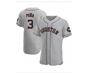 Men's Houston Astros #3 Felix Peña Grey Road Flex Base Authentic Collection Baseball Jersey