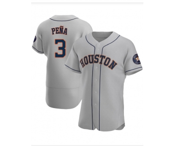 Men's Houston Astros #3 Felix Peña Grey Road Flex Base Authentic Collection Baseball Jersey