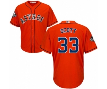 Men's Houston Astros #33 Mike Scott Replica Orange Alternate Cool Base 2019 World Series Bound Baseball Jersey
