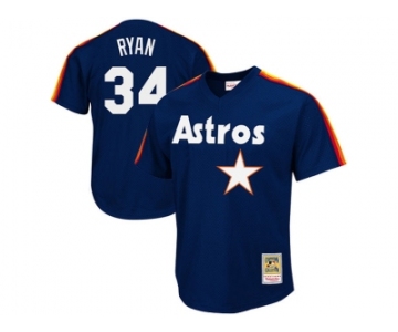 Men's Houston Astros #34 Nolan Ryan Mitchell & Ness Navy 1988 Authentic Cooperstown Collection Mesh Batting Practice Jersey