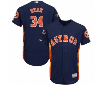 Men's Houston Astros #34 Nolan Ryan Navy Blue Alternate Flex Base Authentic Collection 2019 World Series Bound Baseball Jersey